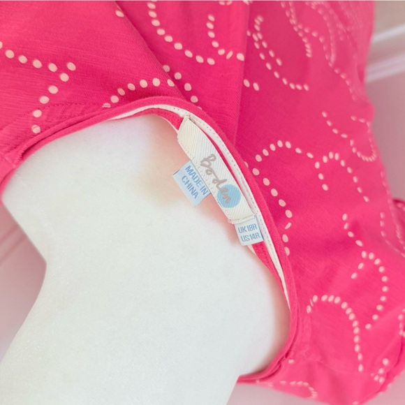 Boden Pink Dot Midi Dress Size 14 R Cotton Blend - Picture 2 of 11